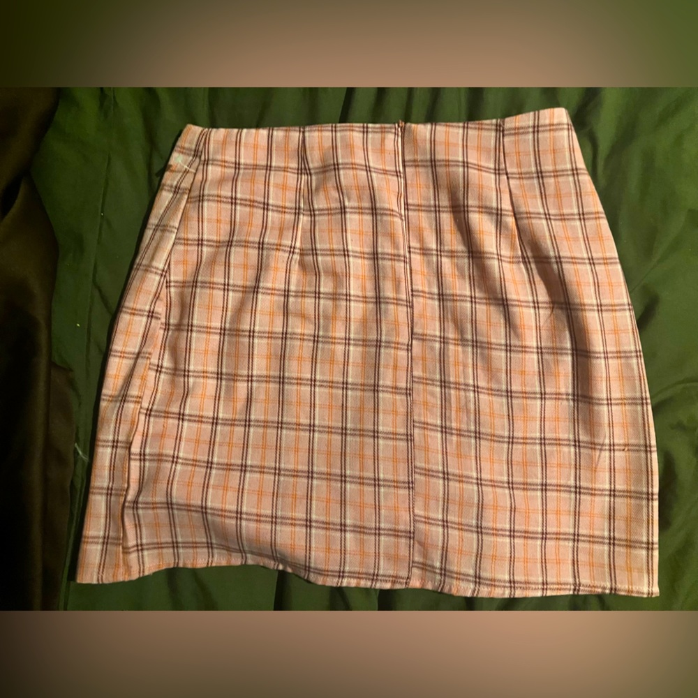 pink plaid mini skirt